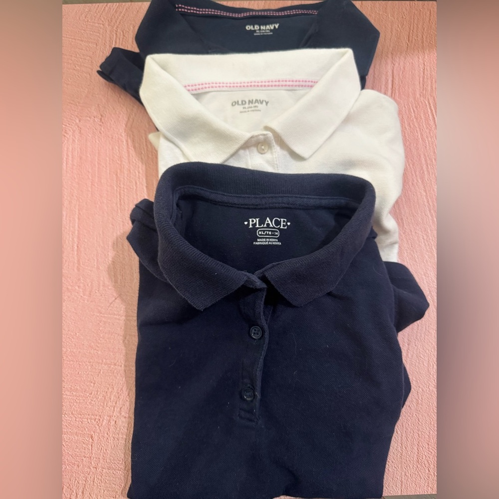 The Children's Place and Old Navy Kids uniform Polo Shirts - Navy & White